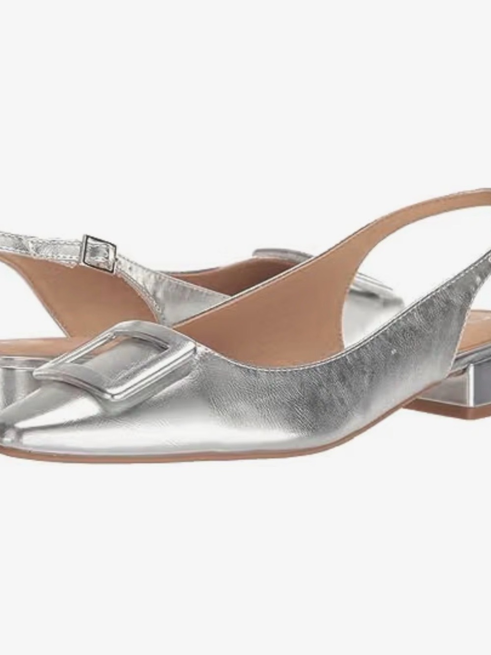 Chinese Laundry Silver Pointed Toe Slingback Flats - Size 10